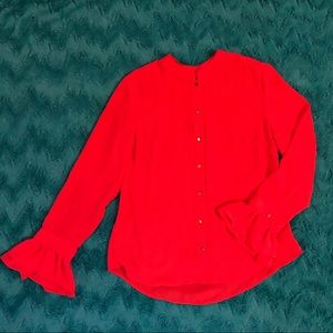 Salmon pink button down blouse